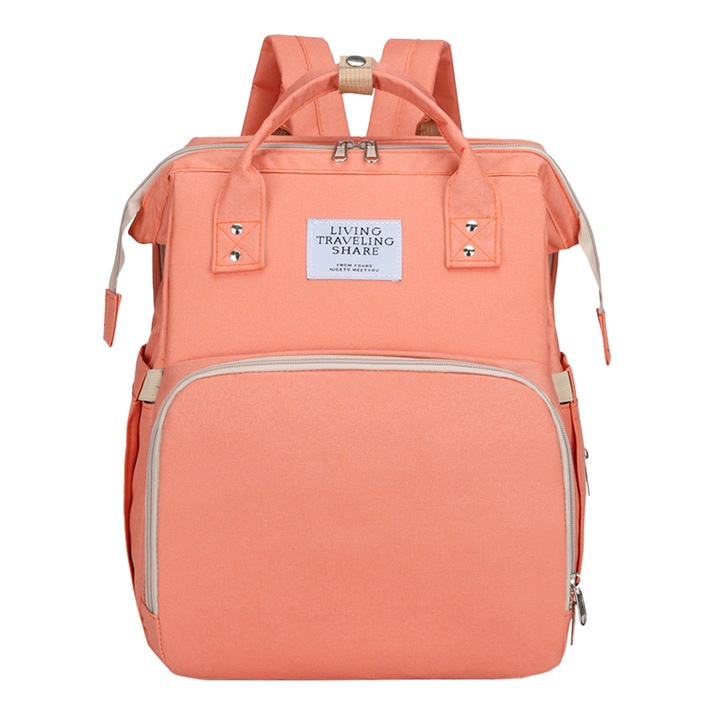 Rucsac maternitate BGHYHYHI, multifunctional, capacitate mare, impermeabil, cu suport pentru sticla, design ergonomic, portocaliu