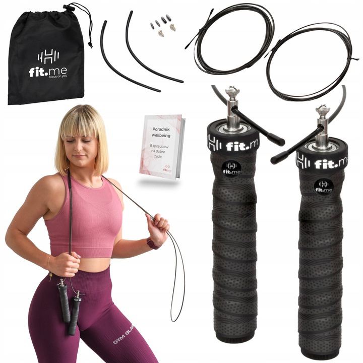 Комплект въже за скачане с тежести, Fit.Me, пяна, 300 см, черно