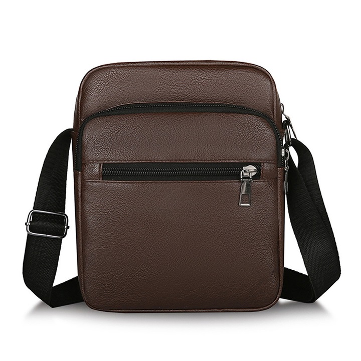 Férfi crossbody táska, Jormftte, egyszerű design, barna szín, nagyméretű