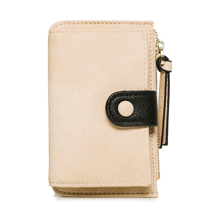 Portofel dama AMRINUGL, mini, bej, piele lacuita, dimensiune unica