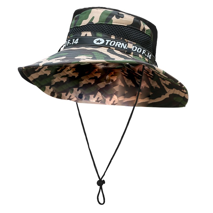 Férfi sportsapka, QttvbTna, UV védelem, állítható, összecsukható, terepszínű, 58cm