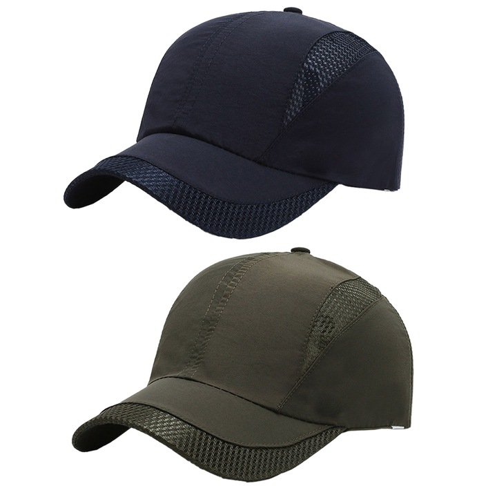 Комплект от 2 спортни шапки за мъже, Cozevdnt, Nylon, Navy Blue/Green, 56-62 cm