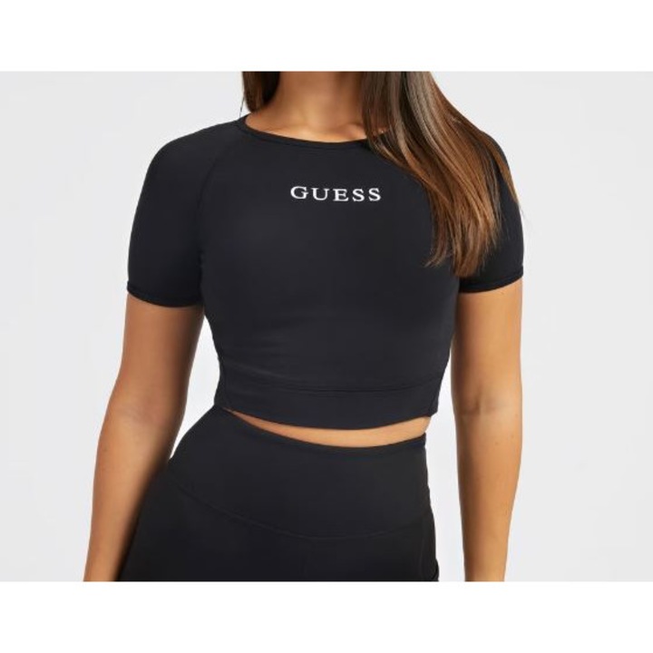 Guess, Aline logós crop sportpóló, Fekete, M