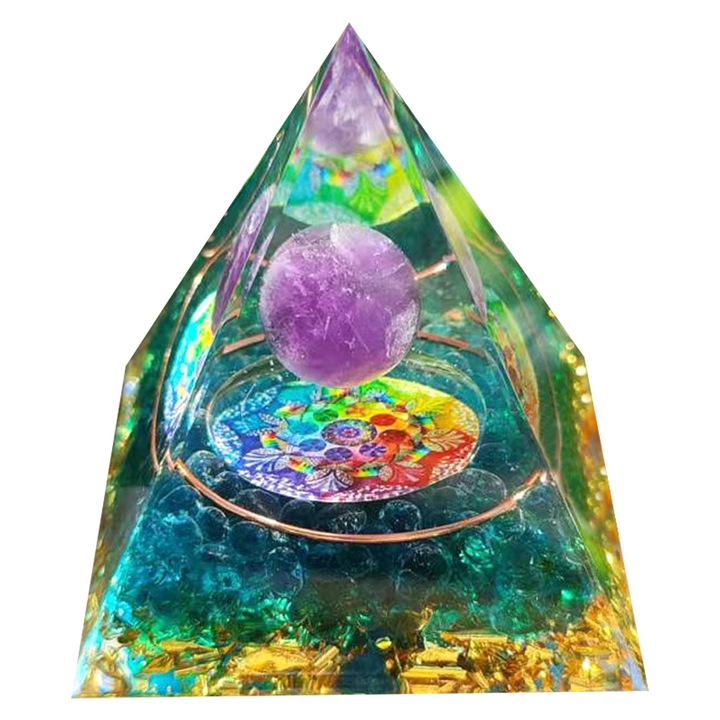 Dekoratív orgon piramis, JeiibrZui, gyanta/kristály, stresszoldó, sokszínű