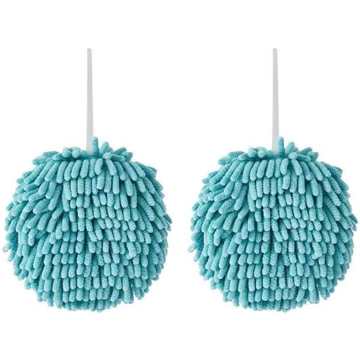 2 db chenille mikroszálas törölköző szett, egyszerű design, nedvszívó, fürdőszobába és konyhába, akasztóhurokkal