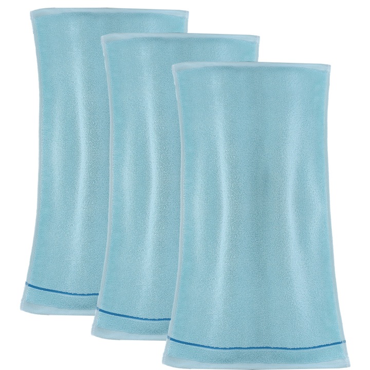 Set 3 prosoape, utilizare multipla pentru sport, albastru