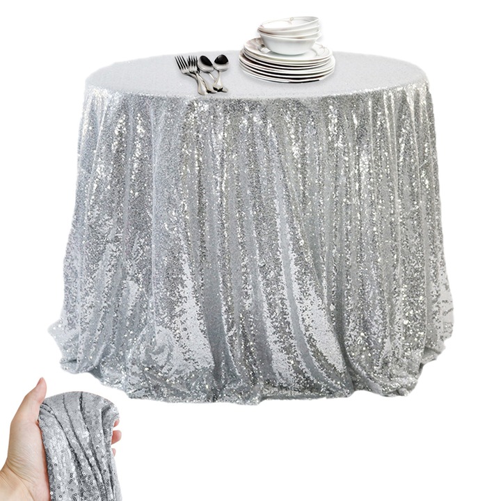 Csillogó asztalterítő, Jormftte, 120cmx180cm, ezüst, 1 db-os készlet