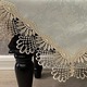Hímzett asztalterítő csipkével, krém, bézs, 140x220cm
