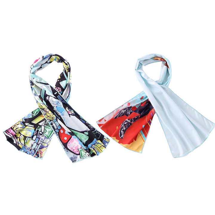 Set 2 prosoape, material din microfibra, multicolor, 30x100cm