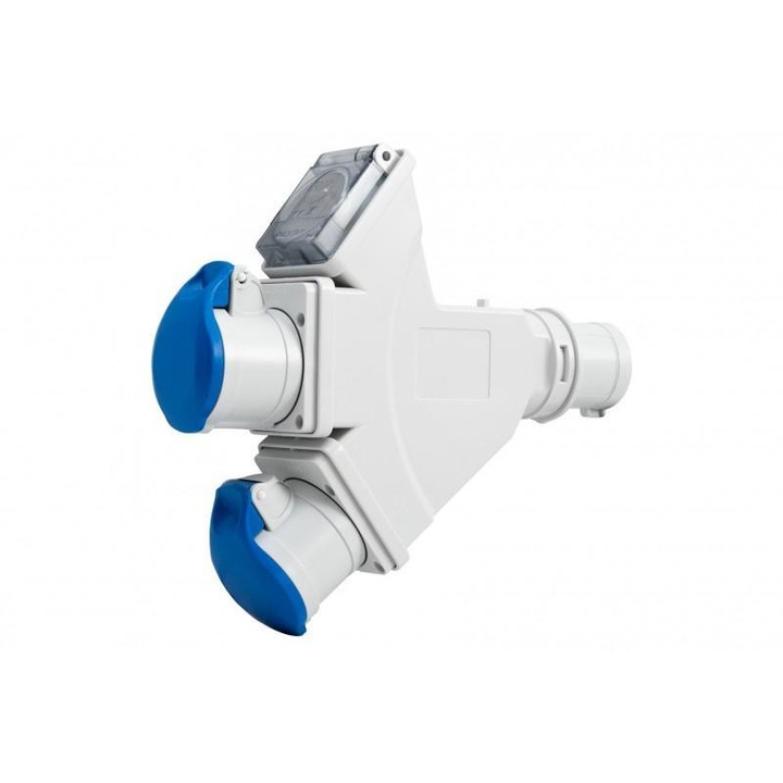 Adaptor de camping - mufa 16A 3P, priza 2x16A 3P, priza 230V IP44