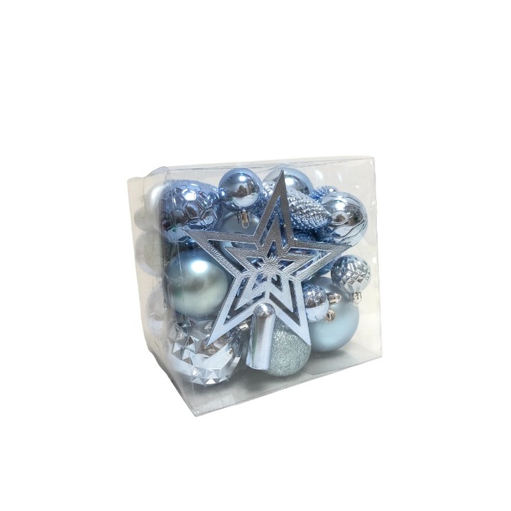 Globuri de Craciun, Polipropilena, 45 buc, Albastru