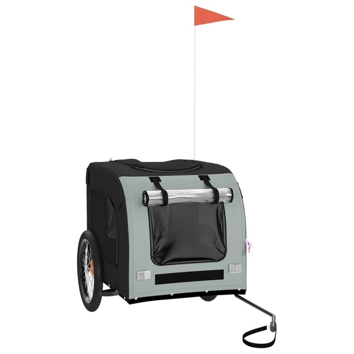 Remorca bicicleta animale companie vidaXL, gri/negru textil oxford/fier, 69 x 133.5 x 73.5 cm, 7.92 kg