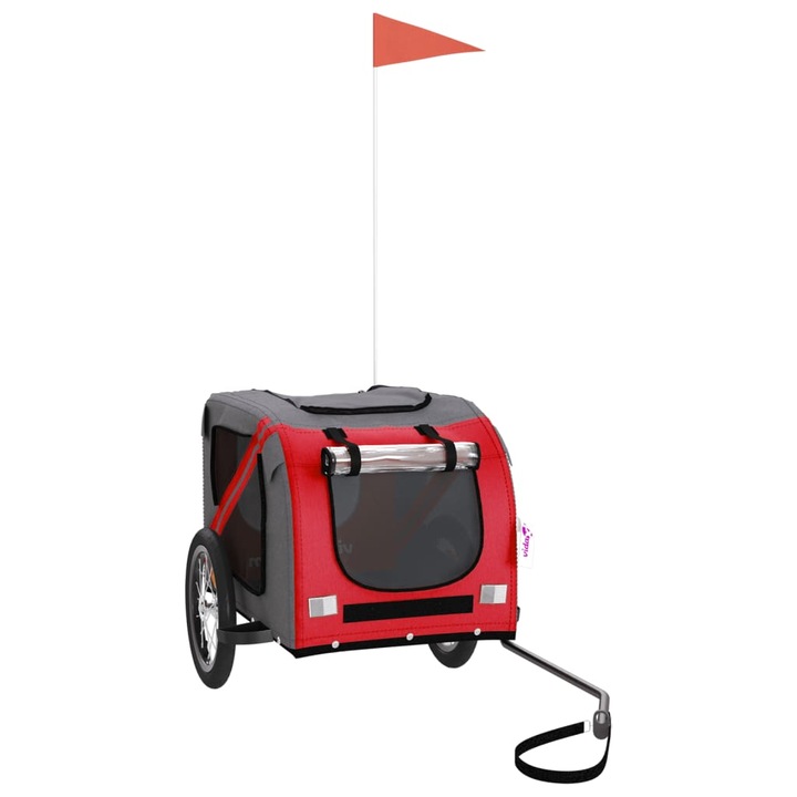 Ремарке за колело за любимци vidaXL, червен и сив, 45 кг, Оксфорд плат и желязо