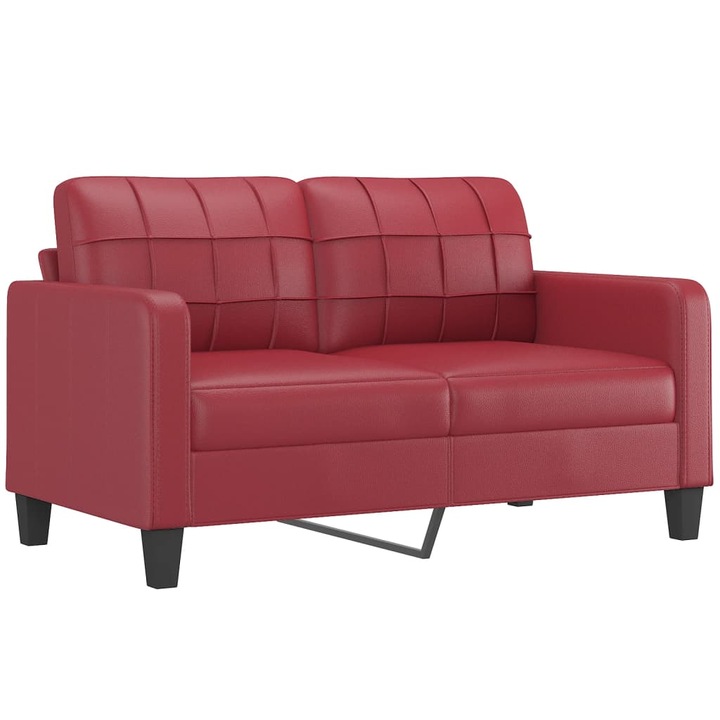 Canapea cu 2 locuri vidaXL, rosu vin, 158 x 77 x 80 cm, piele ecologica, 21.7 kg