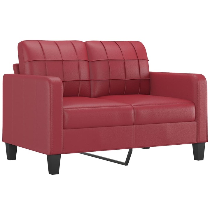 Canapea cu 2 locuri vidaXL, rosu vin, 138 x 77 x 80 cm, material textil, 19.9 kg