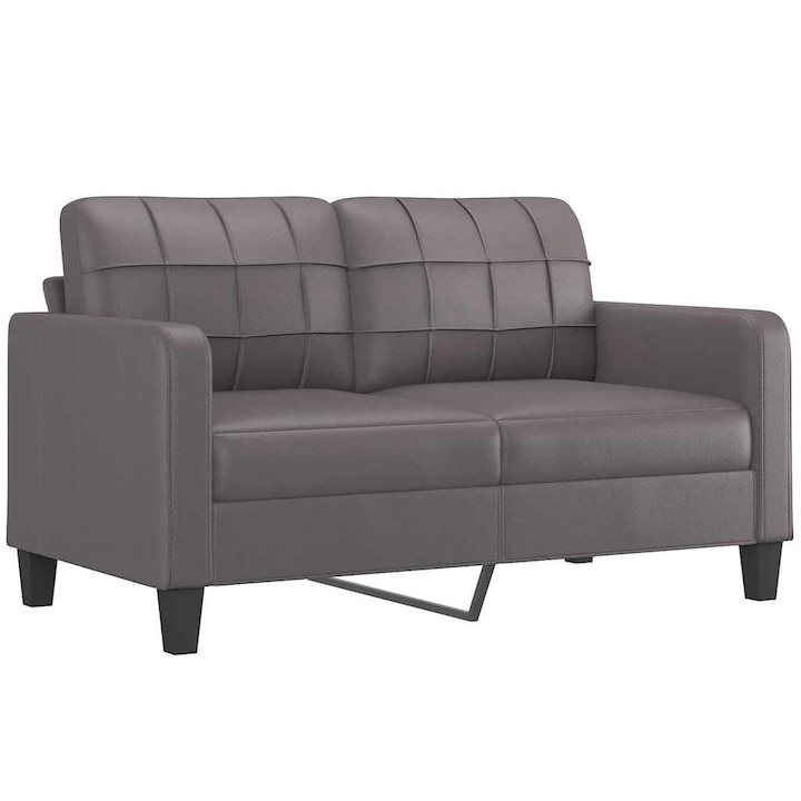 2-местен диван vidaXL, Сив, 158 x 77 x 80 см, Изкуствена кожа, 21.7 kg