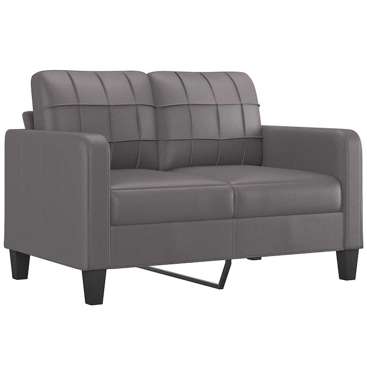 2-местен диван vidaXL, Сив, 138 x 77 x 80 см, Изкуствена кожа, 19.9 kg