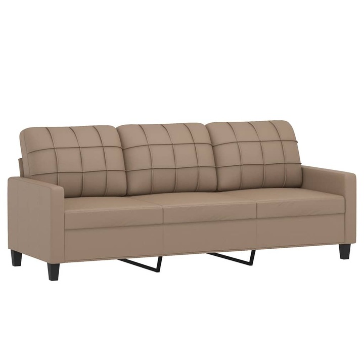 Canapea cu 3 locuri vidaXL, cappuccino, 180 cm, piele ecologica 359126