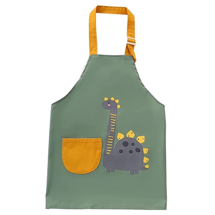 Sort bucatarie copii, Poliester, Cu model, Verde/Galben, 110 cm