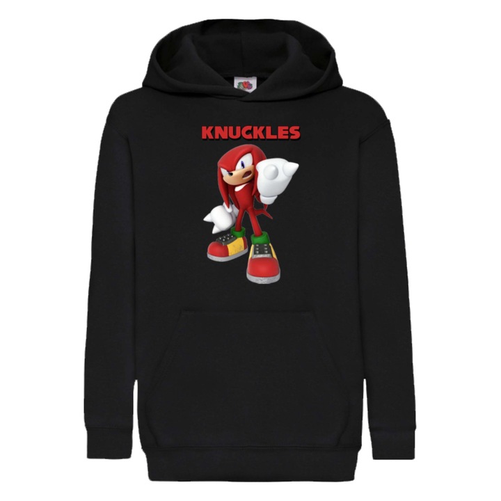 Hanorac copii Sonic The Hedgehog Tralala Knuckles 06, Negru
