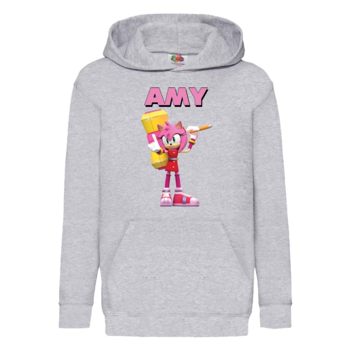 Hanorac copii Sonic The Hedgehog Tralala Amy 03, Gri melange