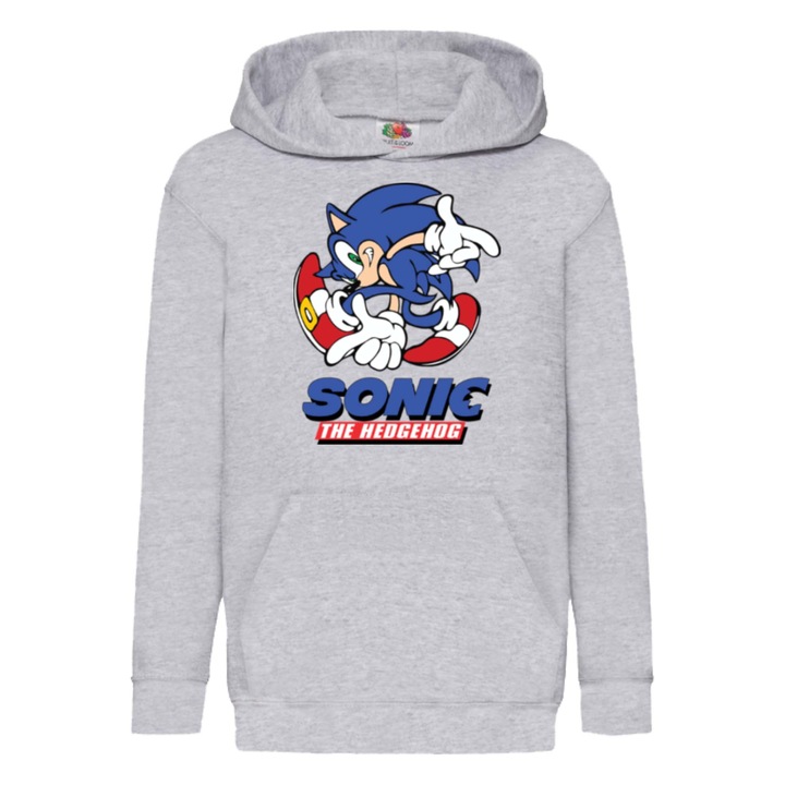 Hanorac copii Sonic The Hedgehog Tralala Sonic 10, Gri melange