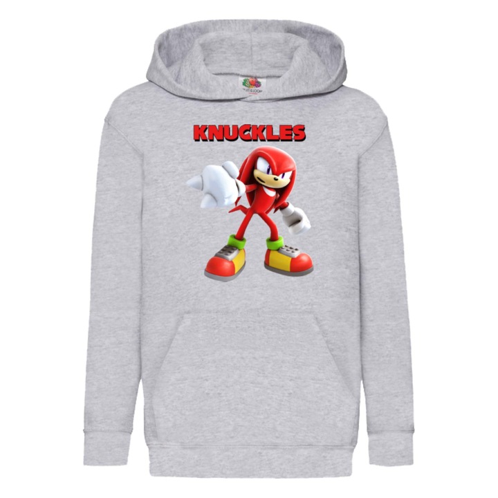 Hanorac copii Sonic The Hedgehog Tralala Knuckles 10, Gri melange