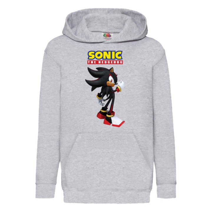 Hanorac copii Sonic The Hedgehog Tralala Shadow 03, Gri melange