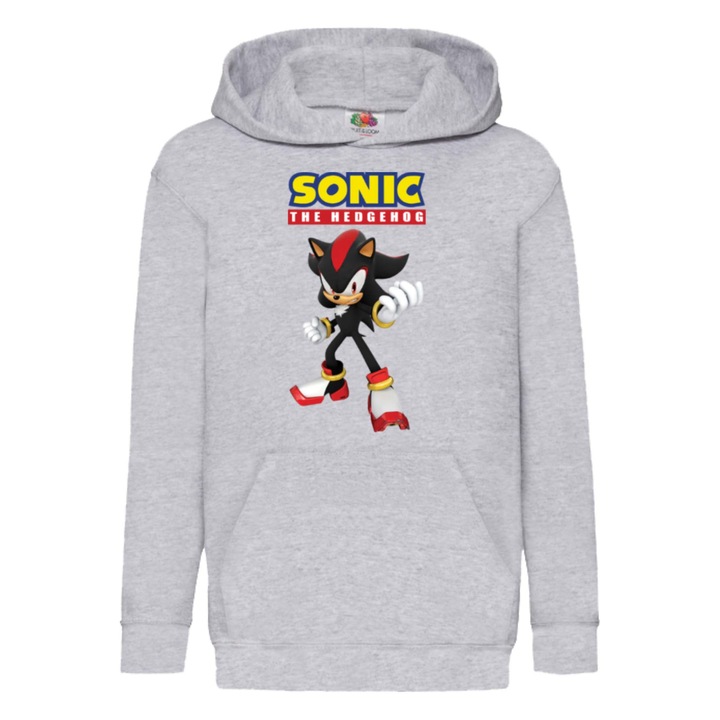Hanorac copii Sonic The Hedgehog Tralala Shadow 06, Gri melange