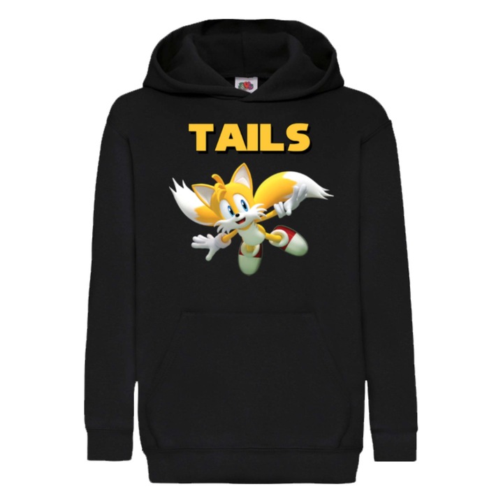 Hanorac copii Sonic The Hedgehog Tralala Tails 04, Negru