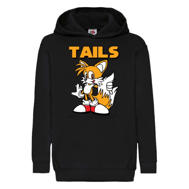 Hanorac copii Sonic The Hedgehog Tralala Tails 02, Negru
