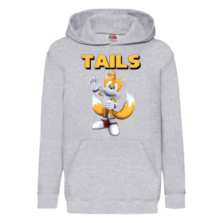 Hanorac copii Sonic The Hedgehog Tralala Tails 03, Gri melange