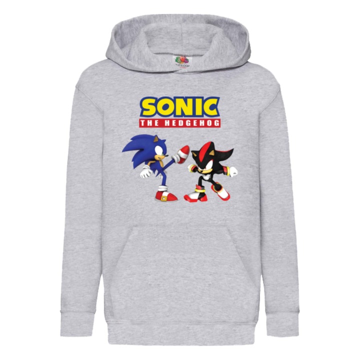 Hanorac copii Sonic The Hedgehog Tralala Sonic vs Shadow, Gri melange
