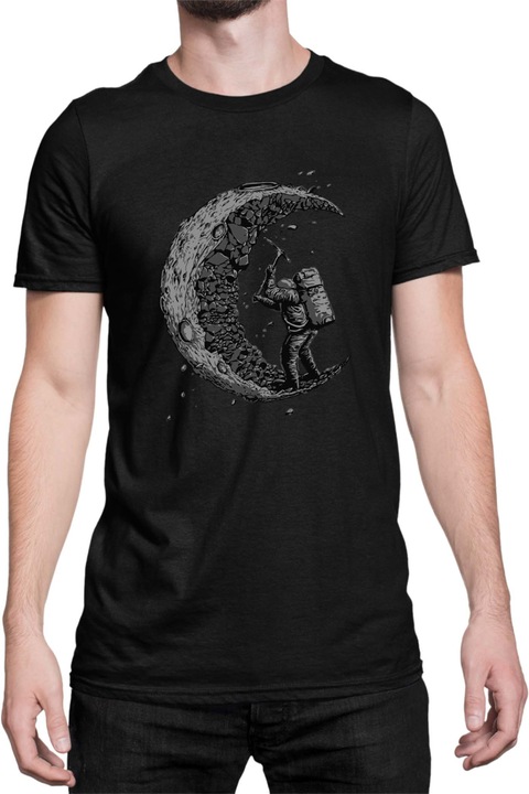 Férfi póló NASA Space Theme Tralala Astronaut Mining, Fekete