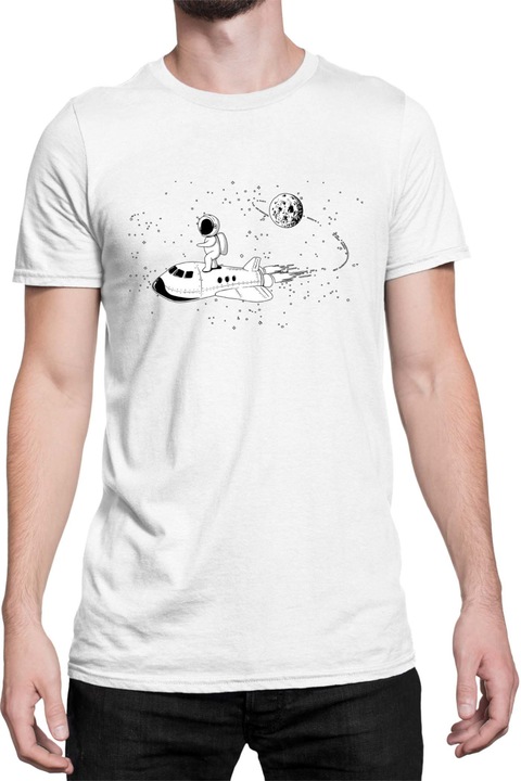 Férfi póló NASA Space Theme Tralala Astronaut Ride Space Shuttle, Fehér