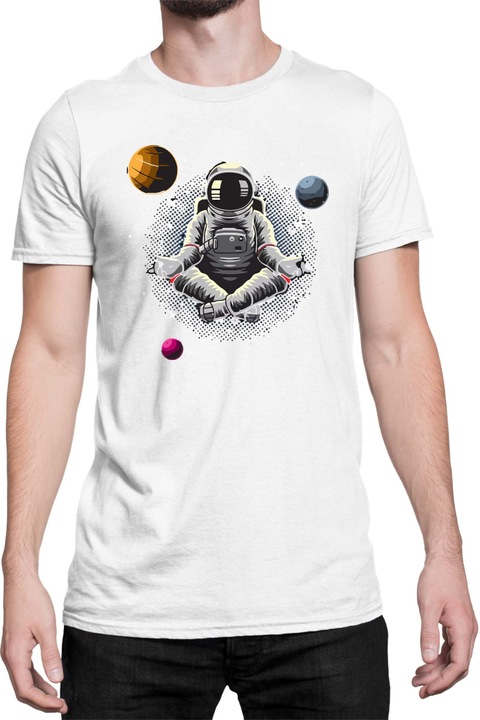 Férfi póló NASA Space Theme Tralala Dzen Astronaut, Fehér