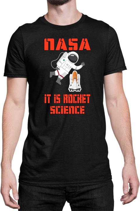Férfi póló NASA Space Theme Tralala NASA It Is Rocket Science, Fekete