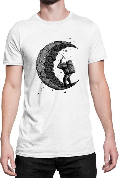 Férfi póló NASA Space Theme Tralala Astronaut Mining, Fehér