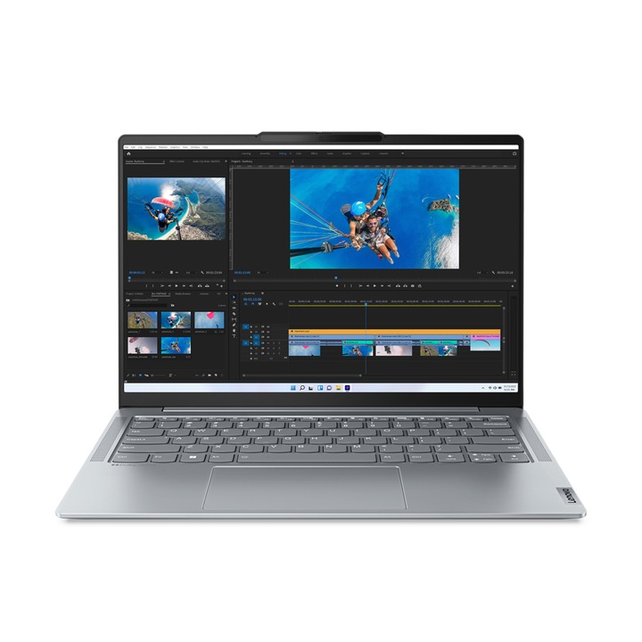 Лаптоп Lenovo Yoga Slim 6 14IRP8, 82WV0045BM, 14", Intel Core i5-1340P (12-ядрен), Intel Iris Xe Graphics, 16GB 5200MHz LPDDR5, Сив