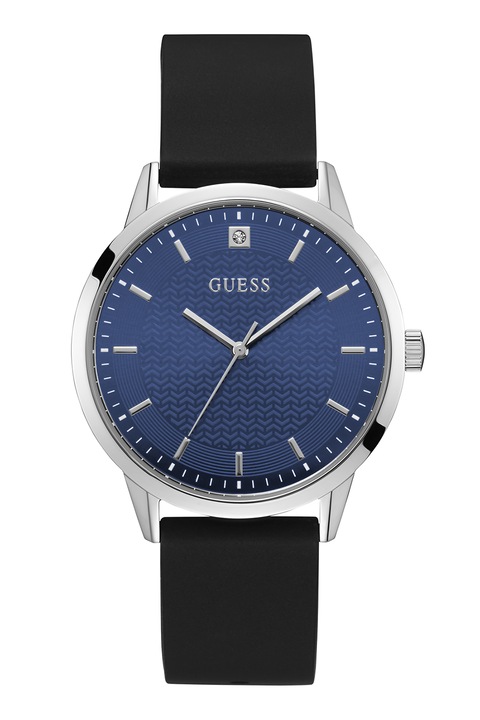 Guess, Ceas quartz din otel inoxidabil, Argintiu, Negru