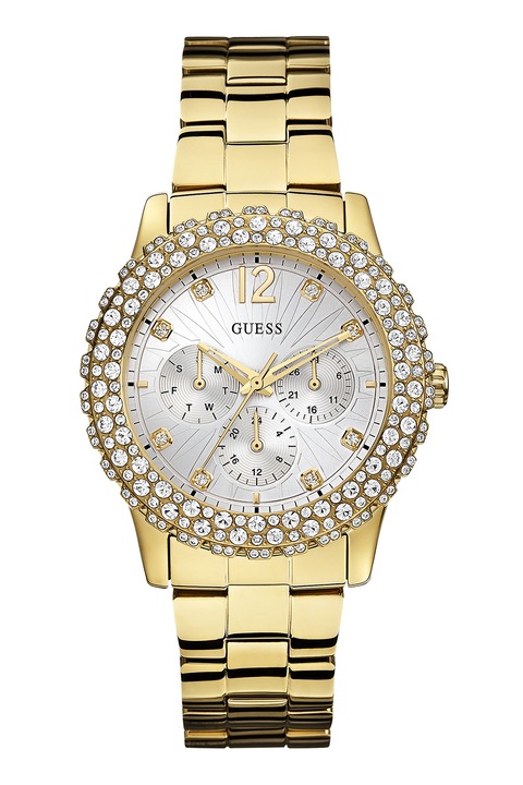 Guess, Ceas cu functii multiple si cristale pe coroana, Auriu
