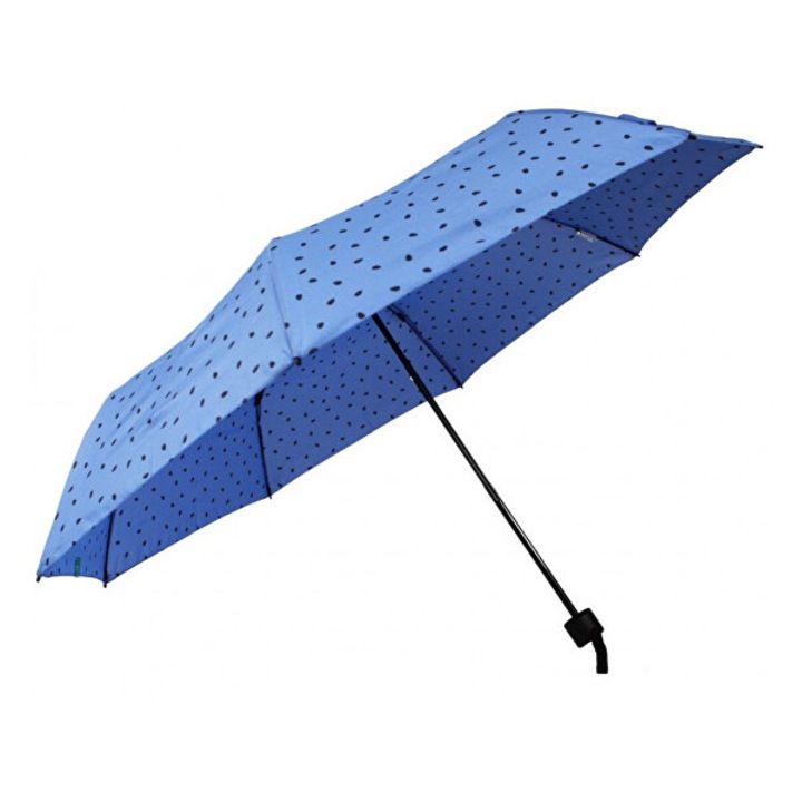 Дамски мини чадър Perletti, за слънце и дъжд, устойчив, 97 см диаметър, син с черно