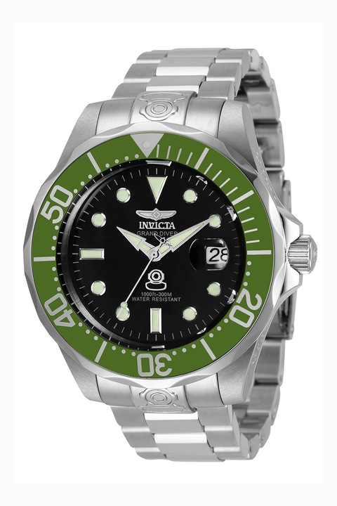 Invicta, Автоматичен часовник с верижка от неръждаема стомана, Camo зелен, Сребрист, Черен
