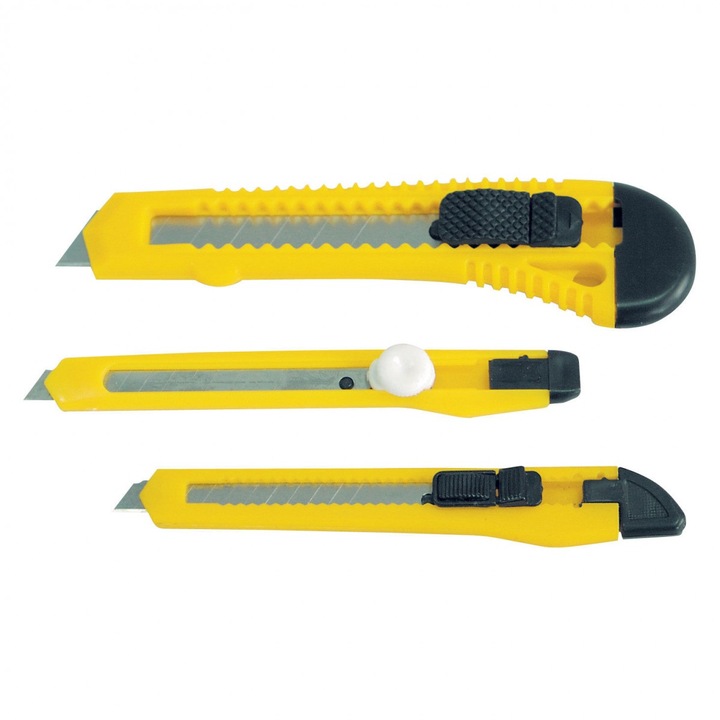 Set 3 buc cuttere, Mega, Galben