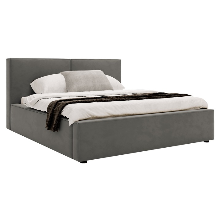 Pat tapitat Sokoz 180x200, MIRJAN24, gri inchis, 200x223x98 cm