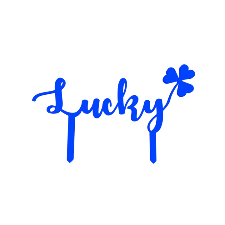 Декорация за торта "LUCKY" топер щастие на късмета, щастлив момент 12x 23 см синьо