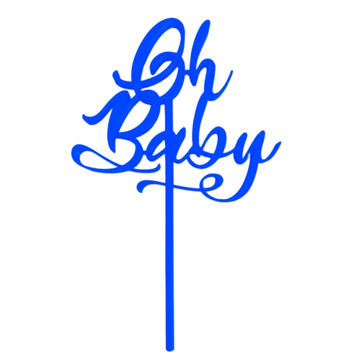 Декорация за торта "О, БЕБЕ!" бебешки топер Топлината на първата прегръдка 18x 11, 3 см син