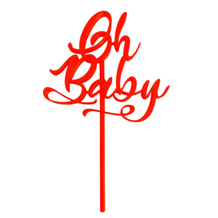 Декорация за торта "О, БЕБЕ!" baby shower topper, топлината на първата прегръдка 18x 11, 3 см червен