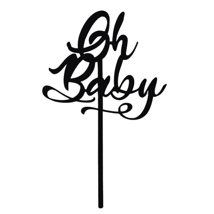 Декорация за торта "О, БЕБЕ!" baby shower topper, топлината на първата прегръдка 18x 11, 3 см черен