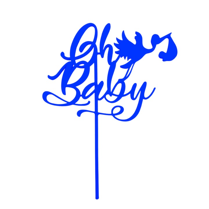 Декорация за торта OH, BABY! baby shower topper, в очакване на чудото, 18, 1х 14, 3 см, Син